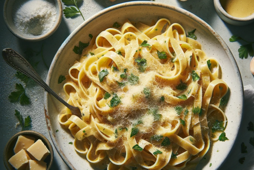 Creamy Garlic Tagliatelle