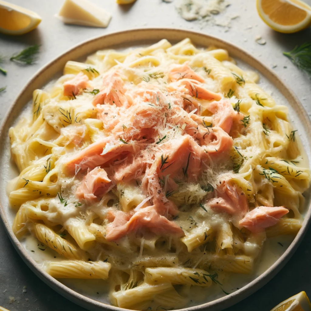 Garlic-Lemon Salmon Pasta