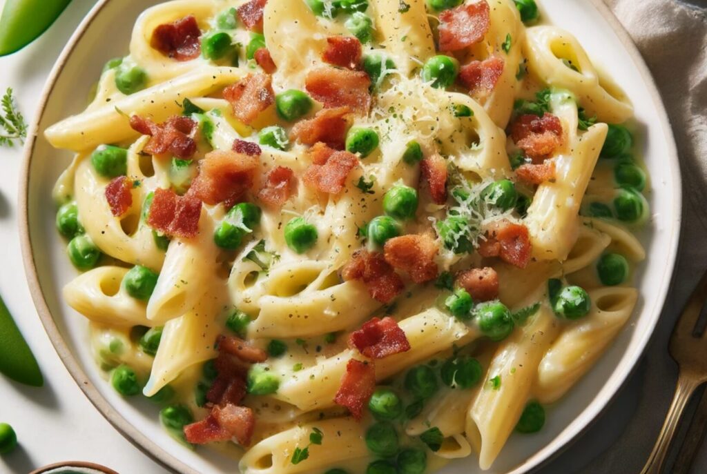 Creamy Bacon and Pea Pasta