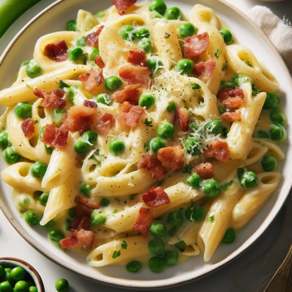 Creamy Bacon and Pea Pasta