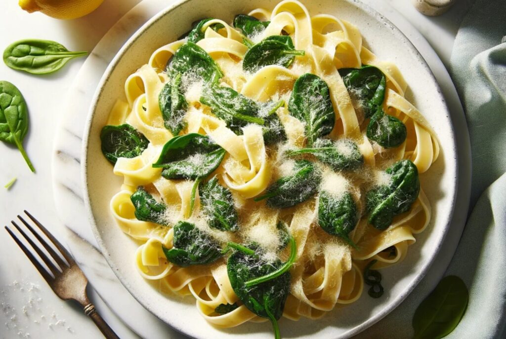 Lemon Ricotta Parmesan Pasta with Spinach