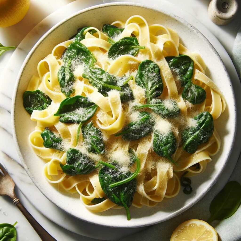 Lemon Ricotta Parmesan Pasta with Spinach