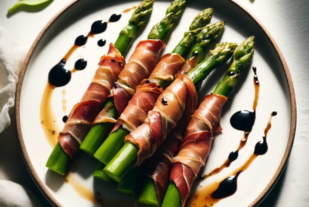 Prosciutto Wrapped Asparagus with Balsamic Glaze