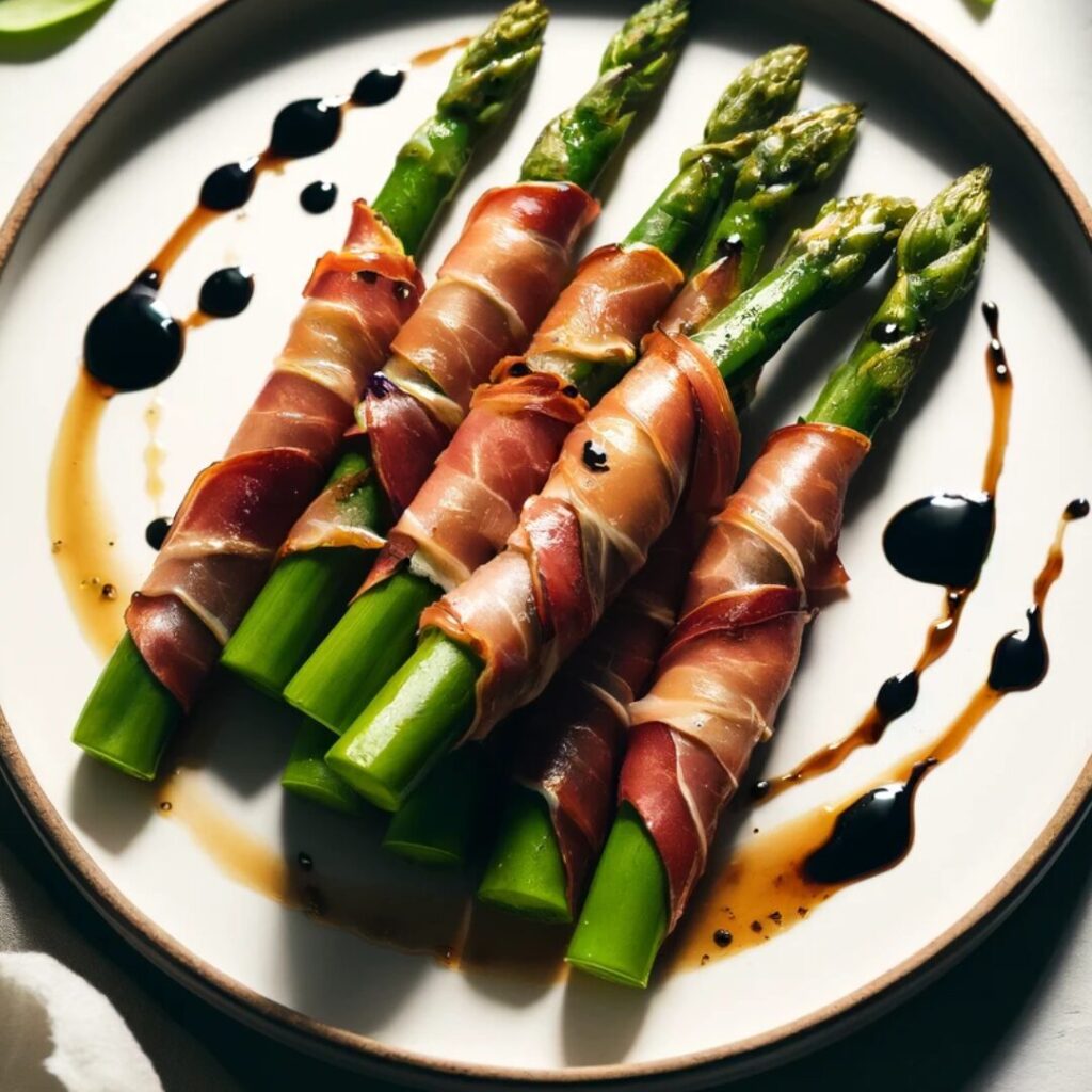 Prosciutto Wrapped Asparagus with Balsamic Glaze