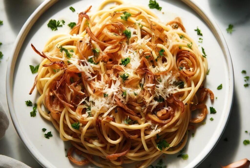 Garlic and Caramelised Onion Spaghetti