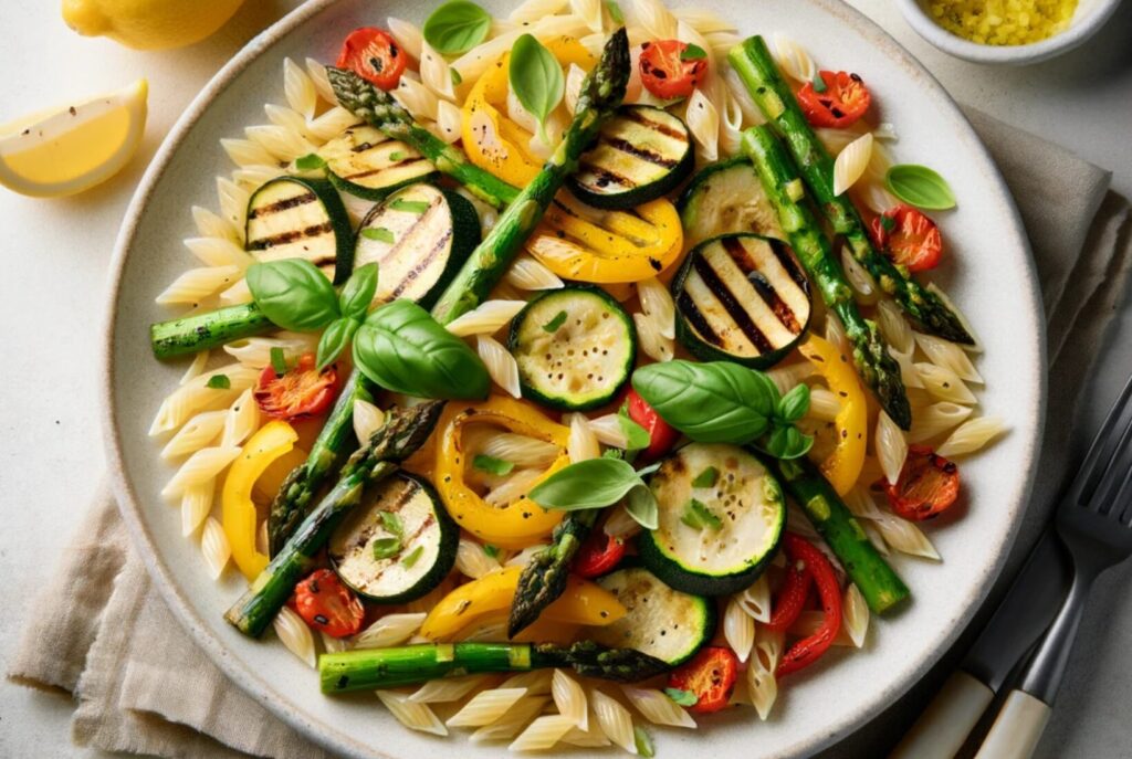 Lemon Basil Orzo with Grilled Vegetables