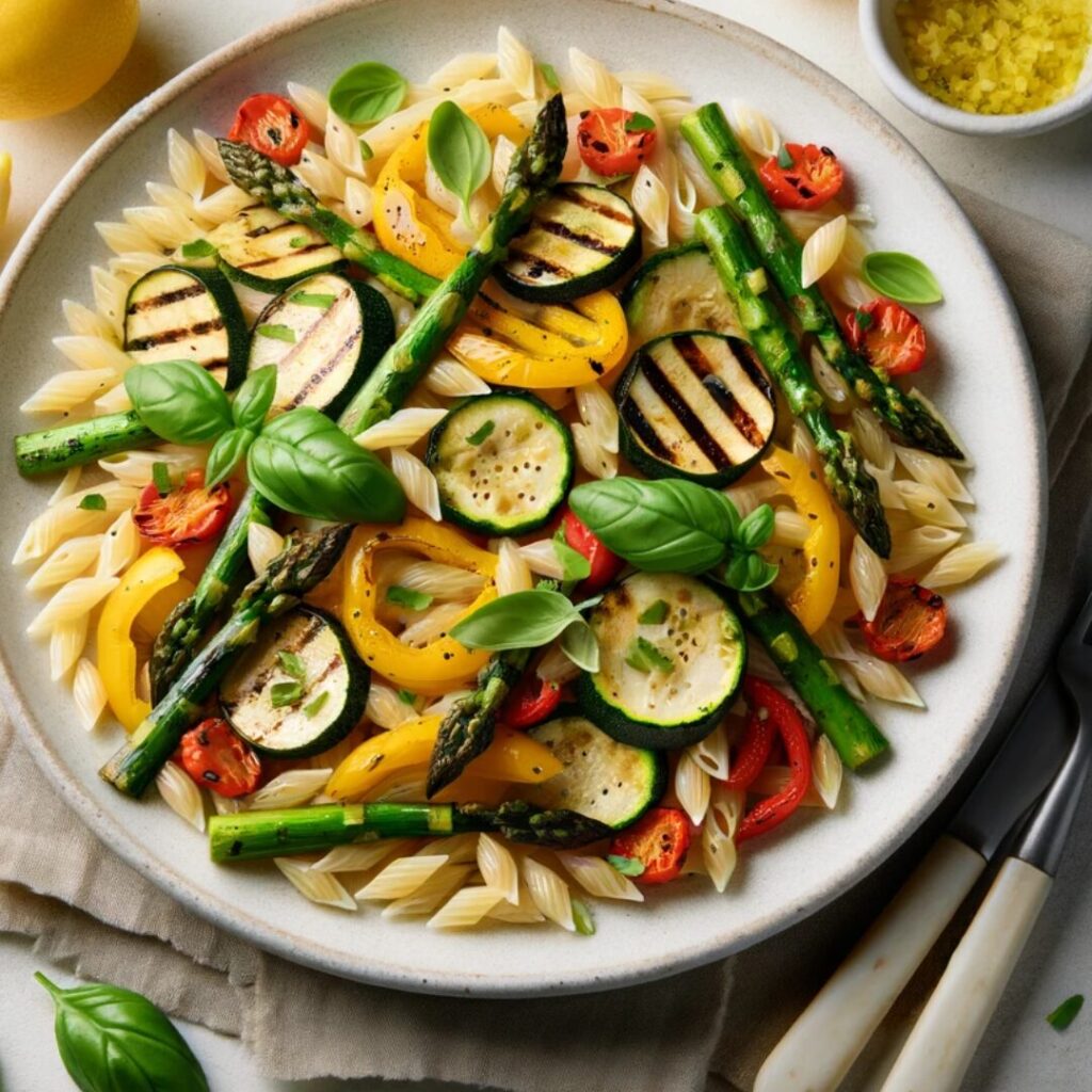 Lemon Basil Orzo with Grilled Vegetables