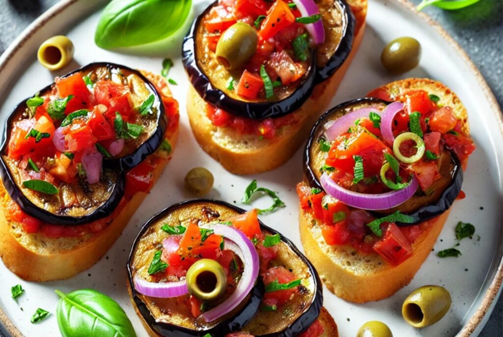 Aubergine Caponata Crostini