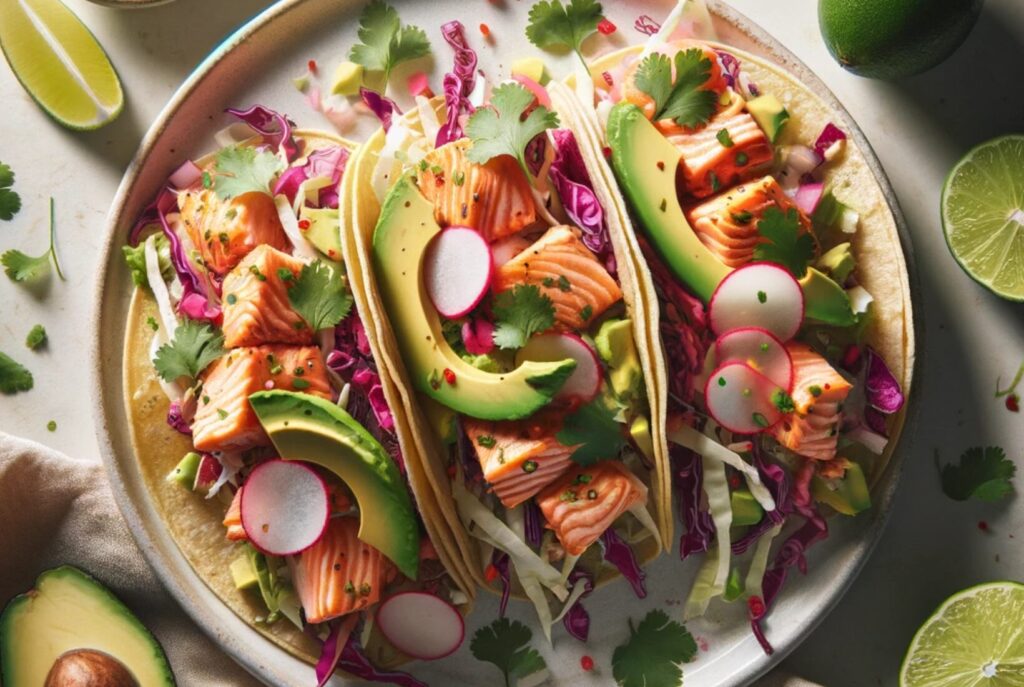 Sriracha Lime Salmon Tacos