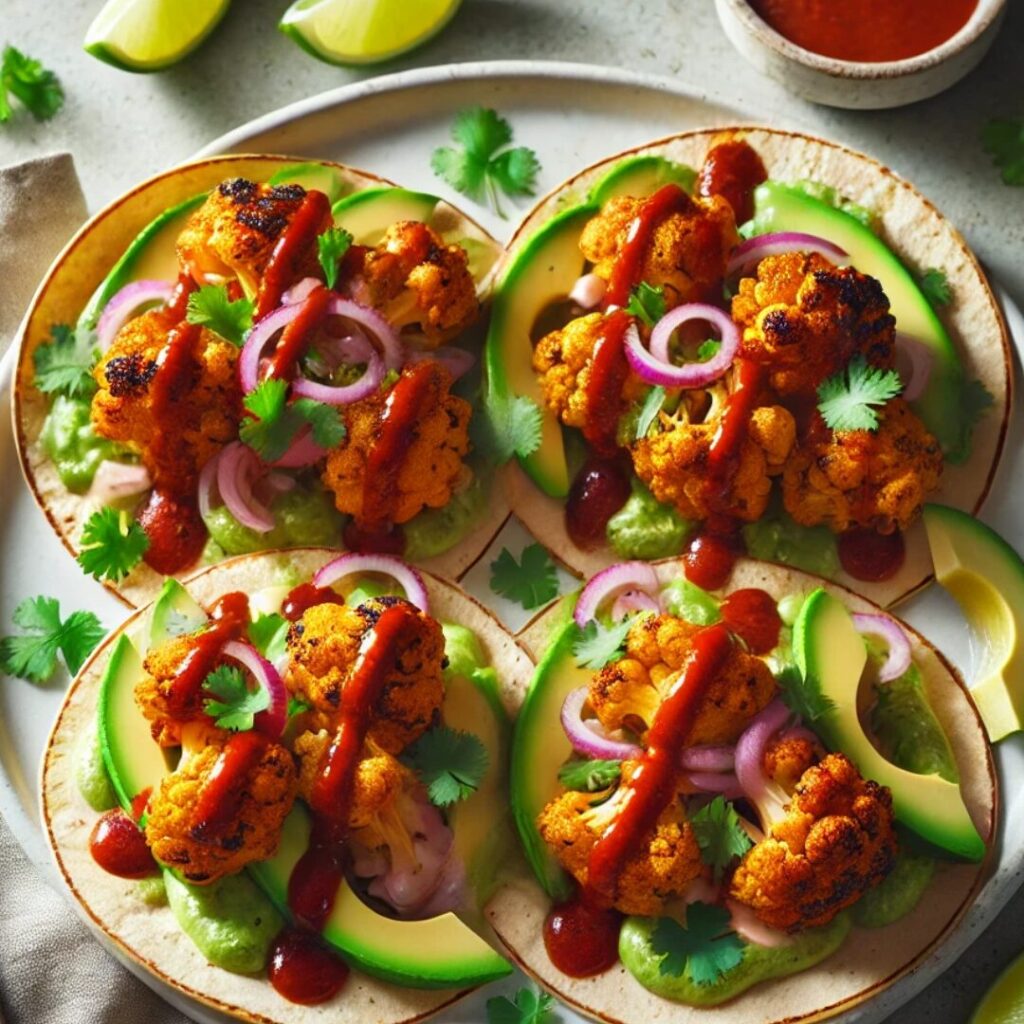 Roasted Cauliflower Tacos with Chipotle Sauce