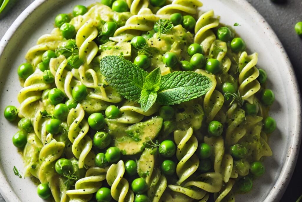 Avocado Pasta with Peas and Mint