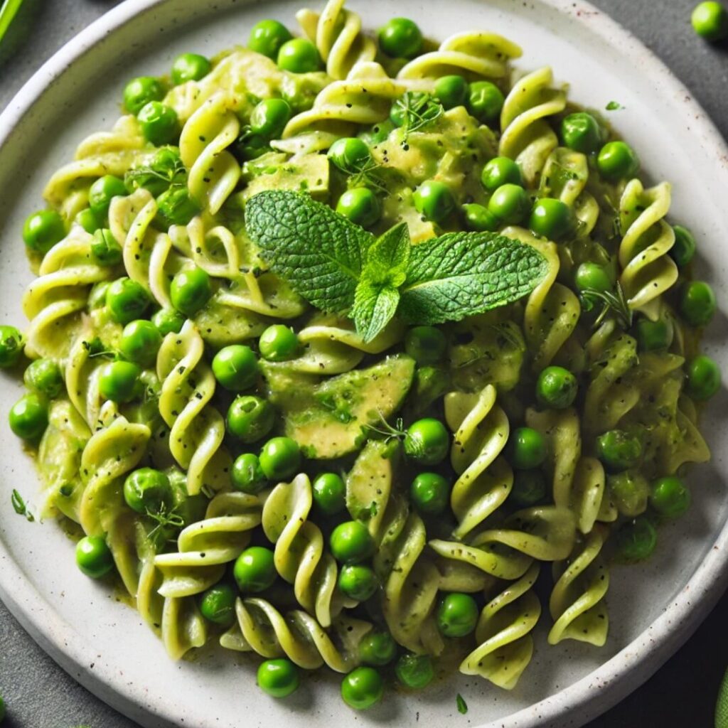 Avocado Pasta with Peas and Mint