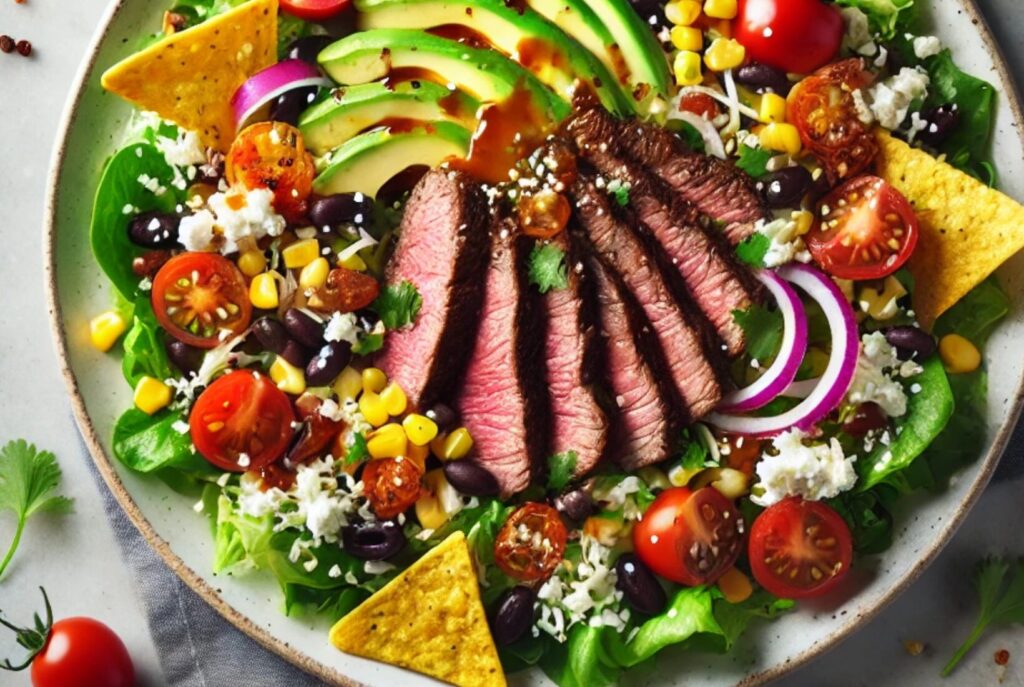 Steak Taco Salad with Honey Chipotle Dressing