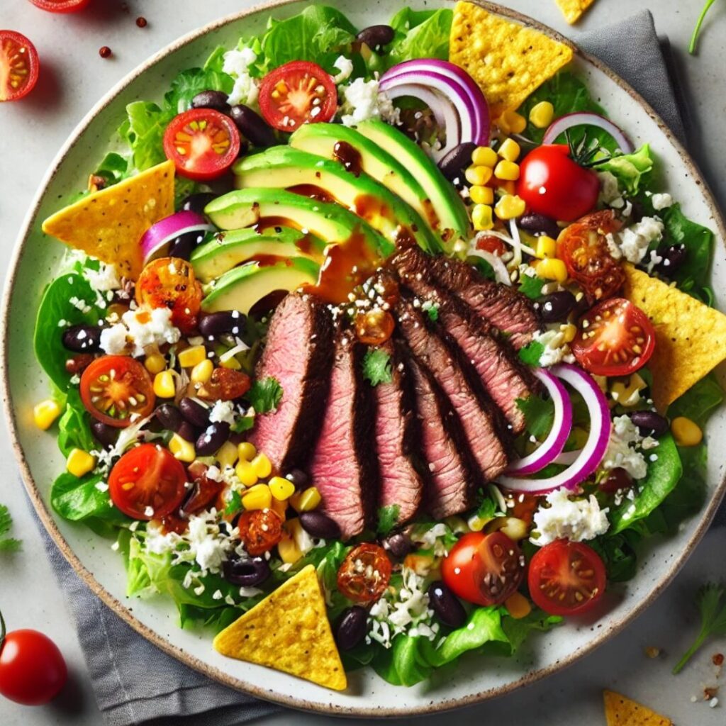 Steak Taco Salad with Honey Chipotle Dressing