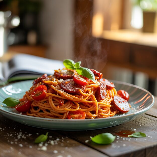 Chorizo & Cherry Tomato Spaghetti