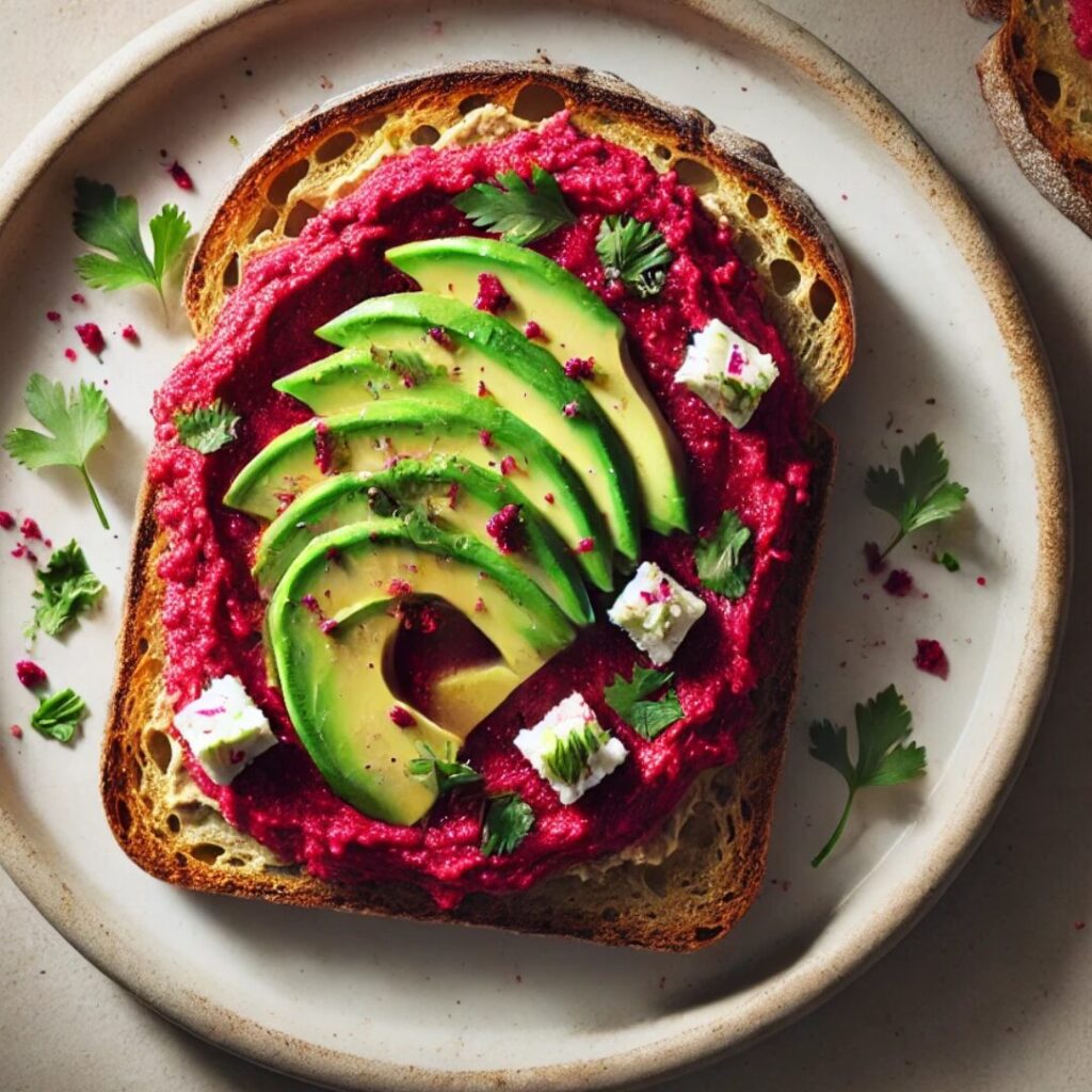 Beetroot Hummus Toast