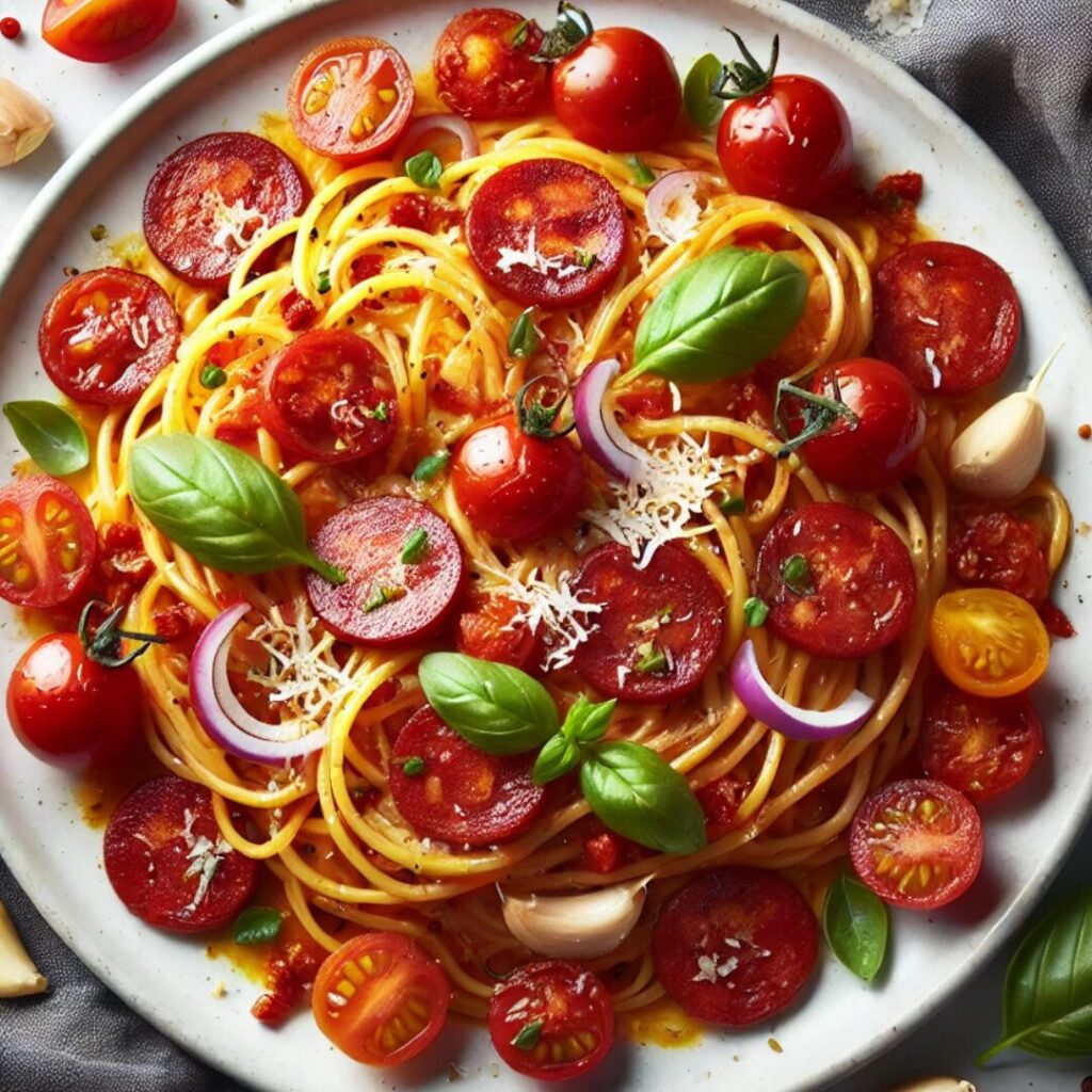 Chorizo & Cherry Tomato Spaghetti