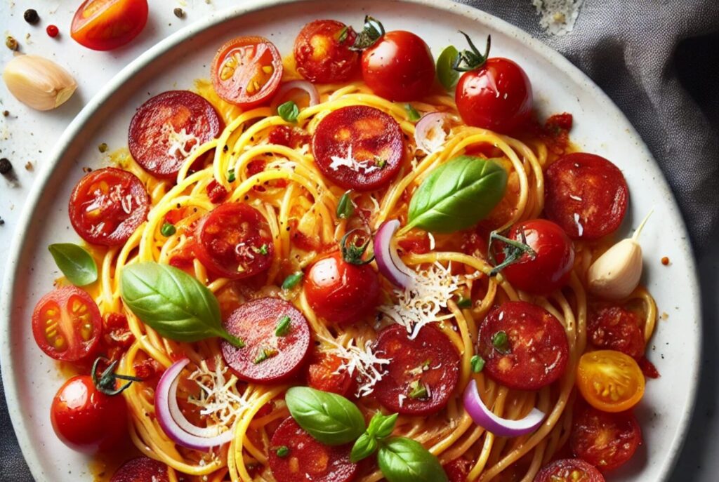 Chorizo & Cherry Tomato Spaghetti