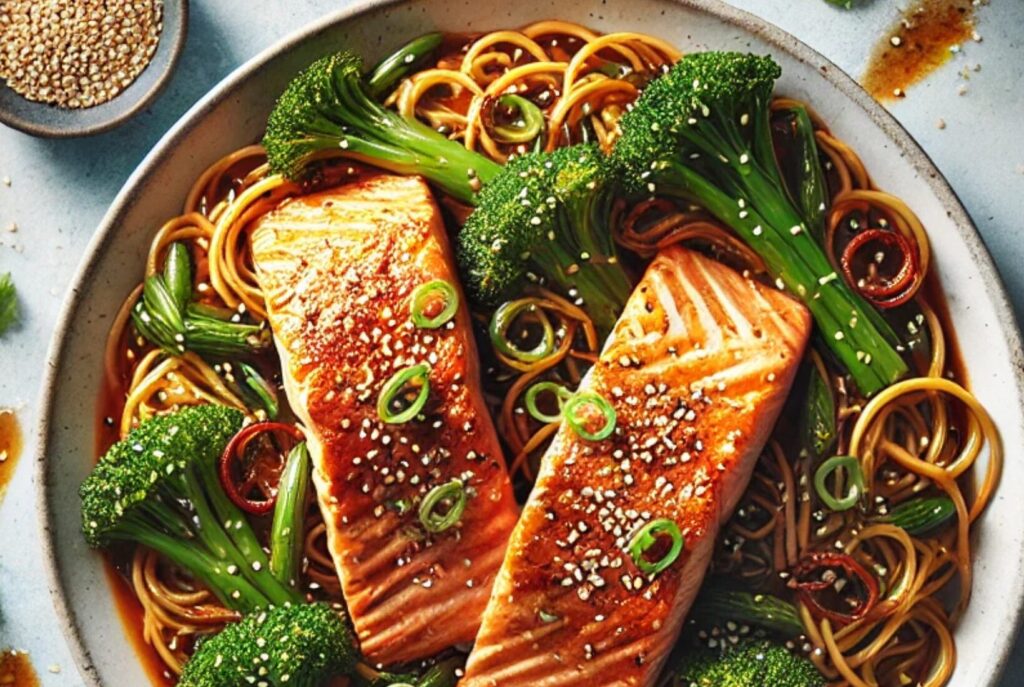 Salmon with Spicy Sesame Noodles