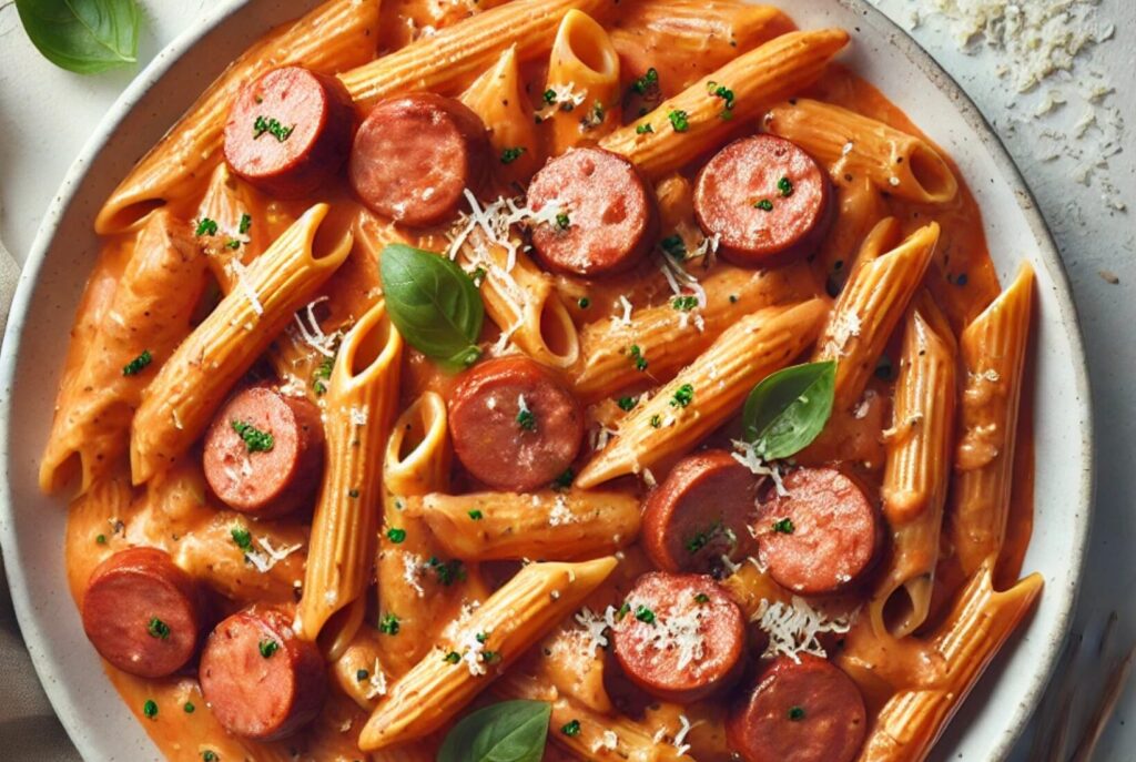 Creamy Red Pesto Sausage Pasta