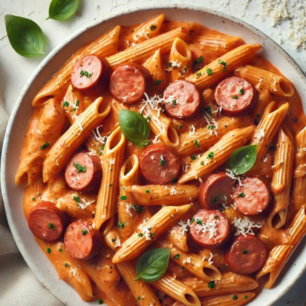 Creamy Red Pesto Sausage Pasta