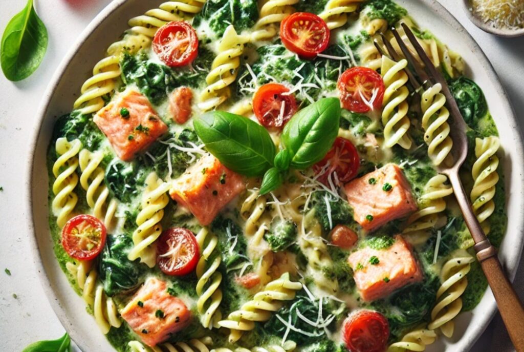 Creamy Salmon and Pesto Fusilli