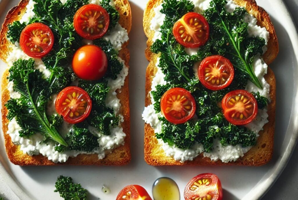 Ricotta Toast with Kale and Cherry Tomatoes