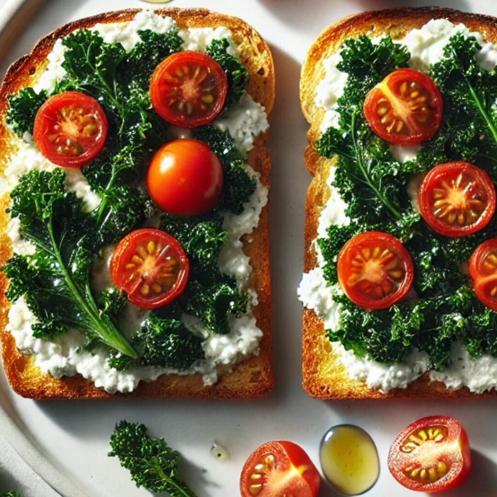 Ricotta Toast with Kale and Cherry Tomatoes