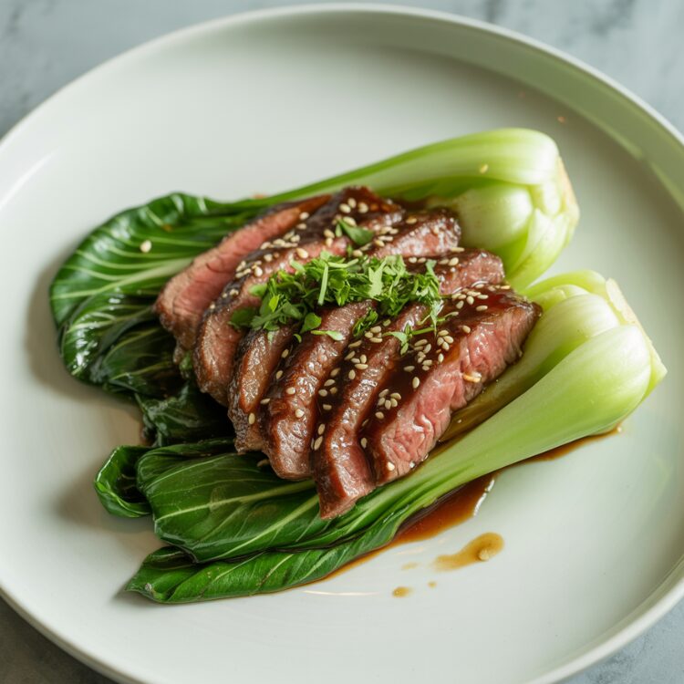 Sticky Black Pepper Steak with Pak Choi