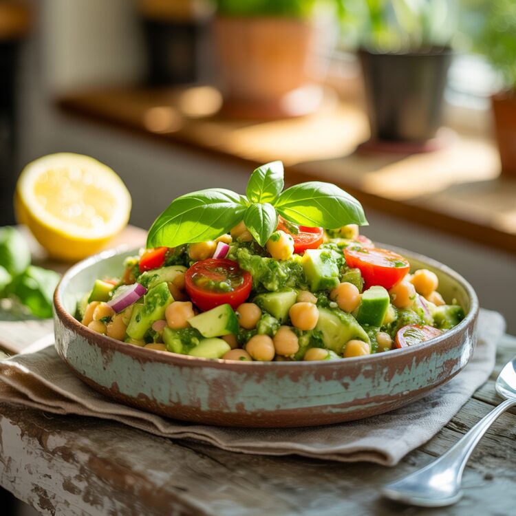 Avocado Pesto Chickpea Salad