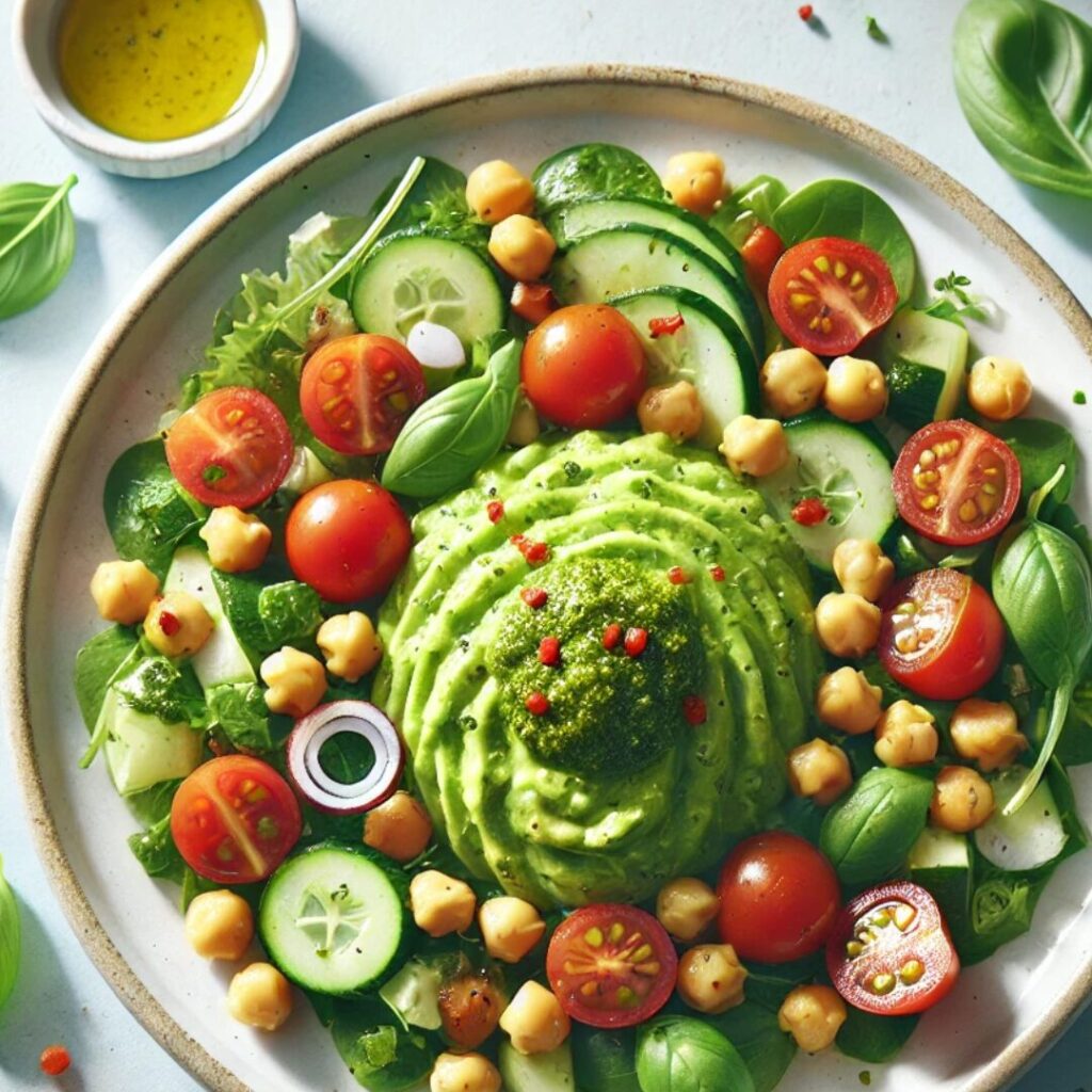 Avocado Pesto Chickpea Salad