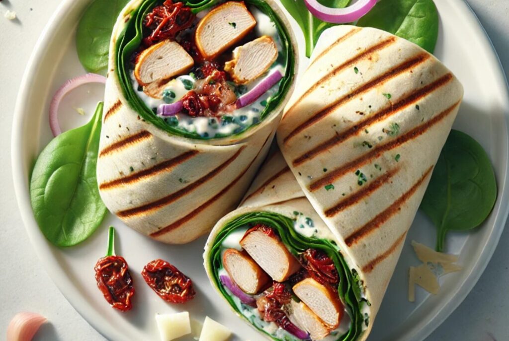 Tuscan Garlic Chicken Wraps