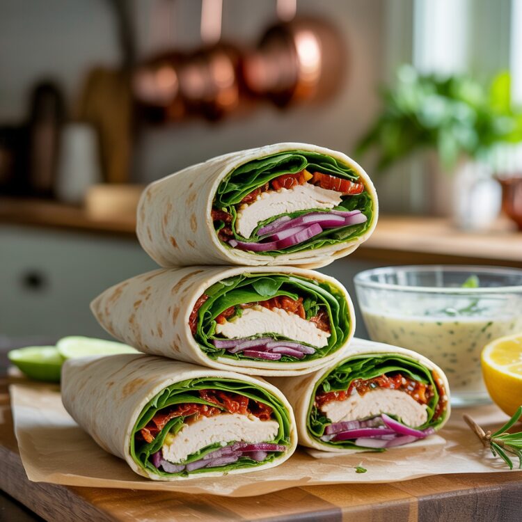 Tuscan Garlic Chicken Wraps